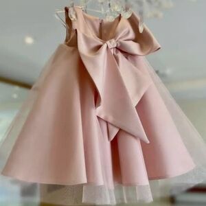 New Pink Flower Girl Tulle Skirt with Bow
